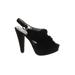 Linea Paolo Heels: Slingback Chunky Heel Feminine Black Print Shoes - Women's Size 9 - Round Toe