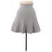 Lara Knit Casual Fit & Flare Skirt Knee Length: Gray Marled Bottoms - Women's Size Medium