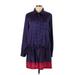 Thakoon Collective Casual Dress - Mini Collared Long sleeves: Blue Dresses - Women's Size 12