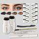 Luvxury Eyebrow STAMP Stencil Kit - 2 STAMP | Waterproof stamps makeup kit + 5 reusable stencils, 1 wax pen, 2 soft brushes and 1 razor (DARK BROWN)