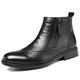 LMLTOP New Ankle Boots For Men Non Slip Anti-slip Block Heel Leather Brogue Embossed Wingtips Double Side Zip Vintage Stylish Casual (Color : Black, Size : 6 UK)