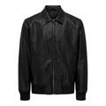 Lederjacke ONLY & SONS "ONSKANE PU JACKET OTW" Gr. L, schwarz (black) Herren Jacken Winterjacken