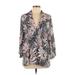 H&M Long Sleeve Button Down Shirt: Pink Tropical Tops - Women's Size 12