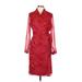 ICE Casual Dress - Sheath Collared 3/4 sleeves: Red Dresses - Women's Size 8