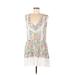 Victoria's Secret Casual Dress - Mini V-Neck Sleeveless: Green Floral Dresses - Women's Size Medium