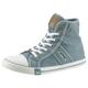 Sneaker MUSTANG SHOES "High-Top-Sneaker, Freizeitschuh" Gr. 42, blau (rauchblau (hell)) Damen Schuhe Skaterschuh Schnürboots Canvassneaker Reißverschlussstiefeletten