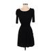 Forever 21 Casual Dress - Mini Scoop Neck Short sleeves: Black Solid Dresses - Women's Size Small