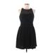 BCBGeneration Casual Dress - A-Line Crew Neck Sleeveless: Black Print Dresses - Women's Size 6