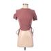 Zara Short Sleeve Top Brown High Neck Tops - Women's Size Small
