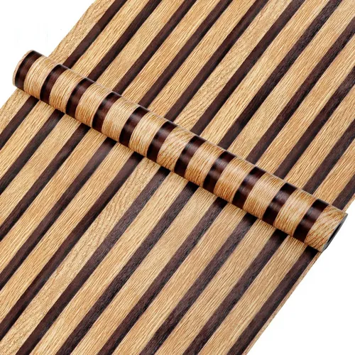 45cm grand rouleau décoration de la maison fond mur bureau armoire papier peint rayures en bois