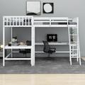 Harriet Bee Jarques Wood Twin Size L-Shaped Loft Bed w/ 2 Built-in L-Shaped Desks in White | 72 H x 79.5 W x 119 D in | Wayfair