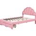GZMWON Upholstered Platform Bed Frame w/ Seashell Shaped Headboard Upholstered in Pink | 45.09 H x 78.09 W x 56.29 D in | Wayfair NIUNIUGX001329AAH