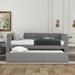 Latitude Run® Daybed w/ Trundle, Upholstered Daybed w/ Padded Back Upholstered in Gray | 33.4 H x 42.5 W x 85.5 D in | Wayfair