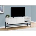 Tv Stand, 60 Inch, Console, Media Entertainment Center, Storage Cabinet, Living Room, Bedroom, White Laminate, Black Metal, Contemporary, Modern – Monarch Specialties I 2738