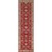 Red Geometric Kazak Oriental Traditional Wool Runner Rug Hand-knotted - 2'8" x 9'8"