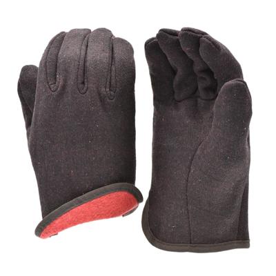 G & F Products Brown Jersey Work Gloves w/ Fleece Lining, Large, 12 Pairs - Large