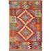 Southwestern Multicolor Kilim Accent Rug Hand-Woven Wool Carpet - 3'4"x 5'1"