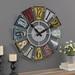 Multicolor Numeral Windmill Wall Clock, Large Vintage Decor for Living Room, Home Office, Round, Plastic, Farmhouse, 24 Inches