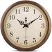 Vintage Brown Wall Clock Silent Non Ticking 16 Inch Extra Large Quality Quartz Battery Operated Round Decorative Easy to Read