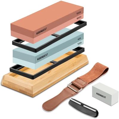 Ctual Grit Premium Material Whetstone Set 2 Side,Stone Professional Knife Sharpener Stone Kit