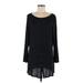 J.Jill Casual Dress - Mini Boatneck Long sleeves: Black Print Dresses - Women's Size Medium