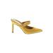 Charles & Keith Mule/Clog: Slip-on Stiletto Cocktail Party Yellow Print Shoes - Women's Size 35 - Pointed Toe