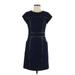 Susana Monaco Cocktail Dress - Sheath Crew Neck Short sleeves: Blue Solid Dresses - Women's Size 6