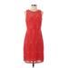 J.Crew Collection Casual Dress - Sheath Crew Neck Sleeveless: Red Print Dresses - Women's Size 4