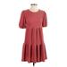 Crystal Doll Casual Dress - Mini High Neck Short sleeves: Red Dresses - Women's Size X-Small