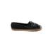 Tory Burch Flats: Espadrille Wedge Casual Black Print Shoes - Women's Size 6 1/2 - Almond Toe