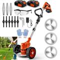 Electric Cordless Weed Eater Battery Powered Weed Wacker with Blades 3 in 1 Cordless Grass Trimmer Foldable and Lightweight with 3 Types Blades and 2Pcs Li-Ion Batteries 2Ah