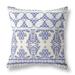 18 X 18 White And Blue Zippered Geometric Indoor Outdoor Throw Pillow