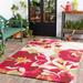 Outdoor Rugs 5X8 Wasquehal Cottage Indoor/Outdoor Brick Red Area Rug Non Shedding Red White Yellow Carpet For Patio Porch Deck Bedroom Living Room Or Kitchen (5 X 8 )