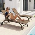 Crestlive Products Crestlive Outdoor Adjustable Chaise Lounge Chairs w/Wheels - See the Picture Brown Set of 4