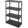 HTYSUPPLY 4 Shelf Fixed Height Ventilated Heavy Duty Storage Unit 18 x 36 x 54 Organizer System for Home Garage Basement and Laundry Black