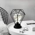 Metal Table Lamp Diamond Shape Bedside Lamp Floor Lamp Battery Operated Nordic Style Iron Desk Lamp Creative Night Light Decorative Lighting for Bedroom Hotel (Black) gticphyj8