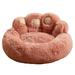 dnusflzt Soothing Paw-Shaped Pet Round Bed Fluffy Long Plush Calming Donut Dog Sleeping Nest Anti-Slip Warming Pet Sofa