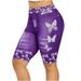 Munlar Athletic Women s Shorts Jean Shorts Purple High Waist Leggings Imitation Denim Summer Yoag Golf Gym Plus Size Butterfly Shorts for Women