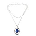 Midnight Cross,'Modern Sterling Silver Lapis Lazuli Pendant Necklace'