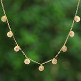 'Adjustable Matte 18k Gold-Plated Tourmaline Charm Necklace'