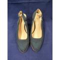 Lovely Sling Back Navy Block Heel Suede Shoes From Next. Size 6. New With Labels.