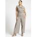 Plus Size Women's Belted Jumpsuit by ELOQUII in Tan Plaid (Size 22)