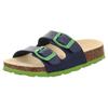 Pantolette SUPERFIT "Hausschuh WMS: Mittel", Kinder, Gr. 28, blau (blau, grün), Lederimitat, unifarben, casual, Schuhe, Schlappen, Hausschuh mit Schnallen, Größenschablone zum Download