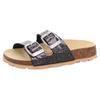 Pantolette SUPERFIT "Fußbettpantoffel VIOS WMS: Mittel", Kinder, Gr. 32, schwarz (schwarz, glitzer), Synthetik, modisch, Schuhe, Schlappen, Hausschuh mit Glitzer, Größenschablone zum Download