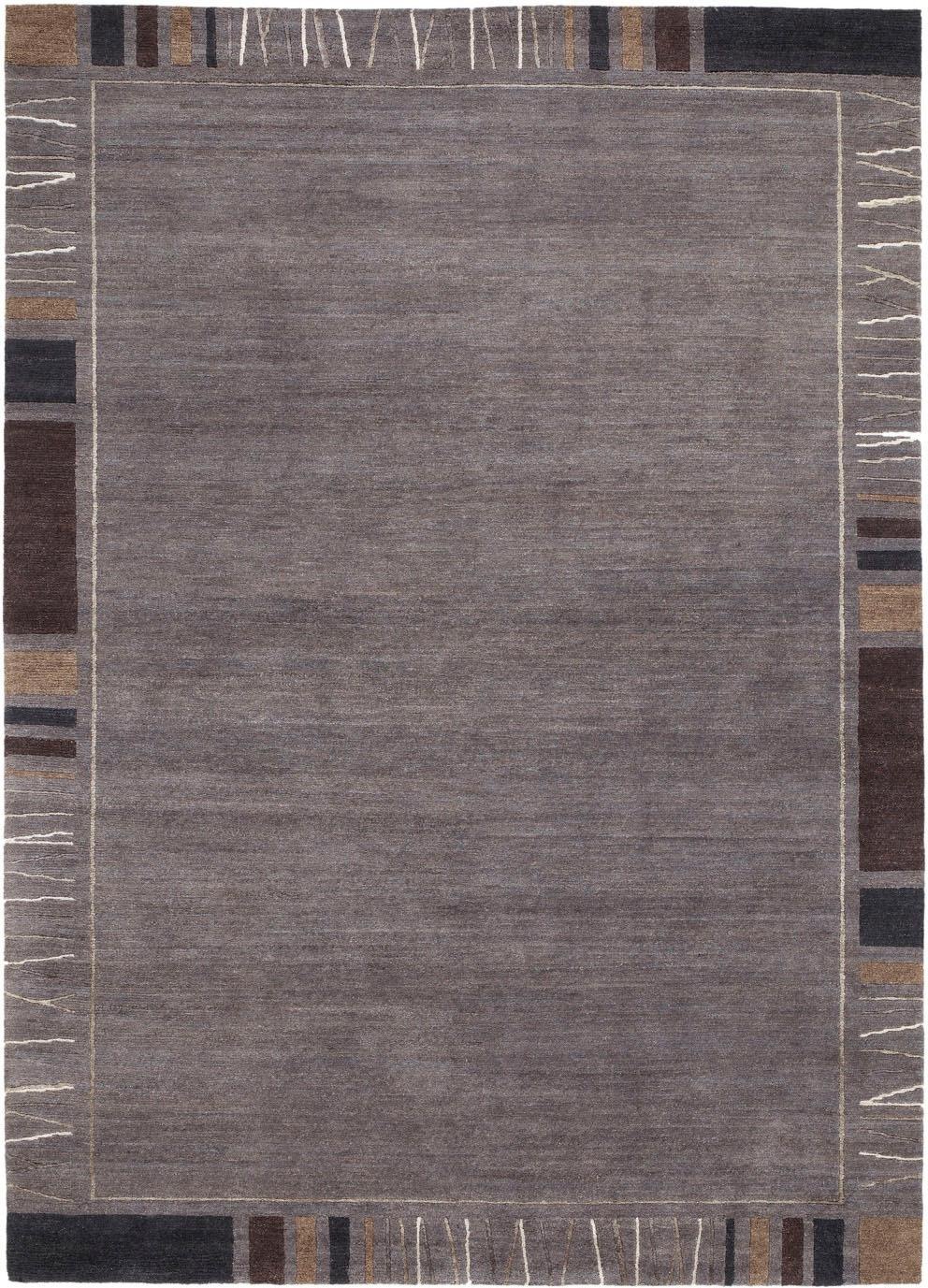 Orientteppich OCI DIE TEPPICHMARKE "Sensation Rekhi" Gr. 1, grau (dunkelgrau), B:70cm H:6mm L:140cm, Seide, Wolle, Teppiche, handgeknüpft, Wohnzimmer Image