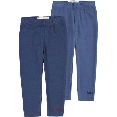 Leggings LEVI'S KIDS "LVG 2 PK CLASSIC LEGGING", Mädchen, Gr. 3M (62), N-Gr, blau (medieval blu), Obermaterial: 72% Baumwolle, 26% Polyester, 2% Elasthan, skinny fit lang, Hosen, for BABYS Image