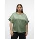 Blusenshirt VERO MODA CURVE "VMCMERLE 2/4 O-NECK TOP WVN GA CUR" Gr. 48, grün (hedge green) Damen Shirts Blusenshirts