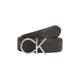 Ledergürtel CALVIN KLEIN "CK LOGO BELT 3.0 PEBBLE" Gr. 115, schwarz (ck black) Damen Gürtel Ledergürtel