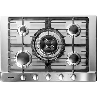 MIELE Gas-Kochfeld, silber (edelstahlfarben), B:75cm H:9cm T:52cm, Kochfelder, Mit 5 Brennern inkl. 1 Dual-Wok für besonders flexiblen Kochkomfort, Gaskochfeld Image