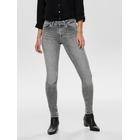 Skinny-fit-Jeans ONLY "ONLBLUSH MID SK ANK RW REA0918 NOOS", Damen, Gr. XS (34), Länge 34, grau (grau denim), Denim/Jeans, Obermaterial: 92% Baumwolle, 6% Elastomultiester, 2% Elasthan, unifarben, modisch, skinny fit, Jeans, mit ausgefranstem Saum